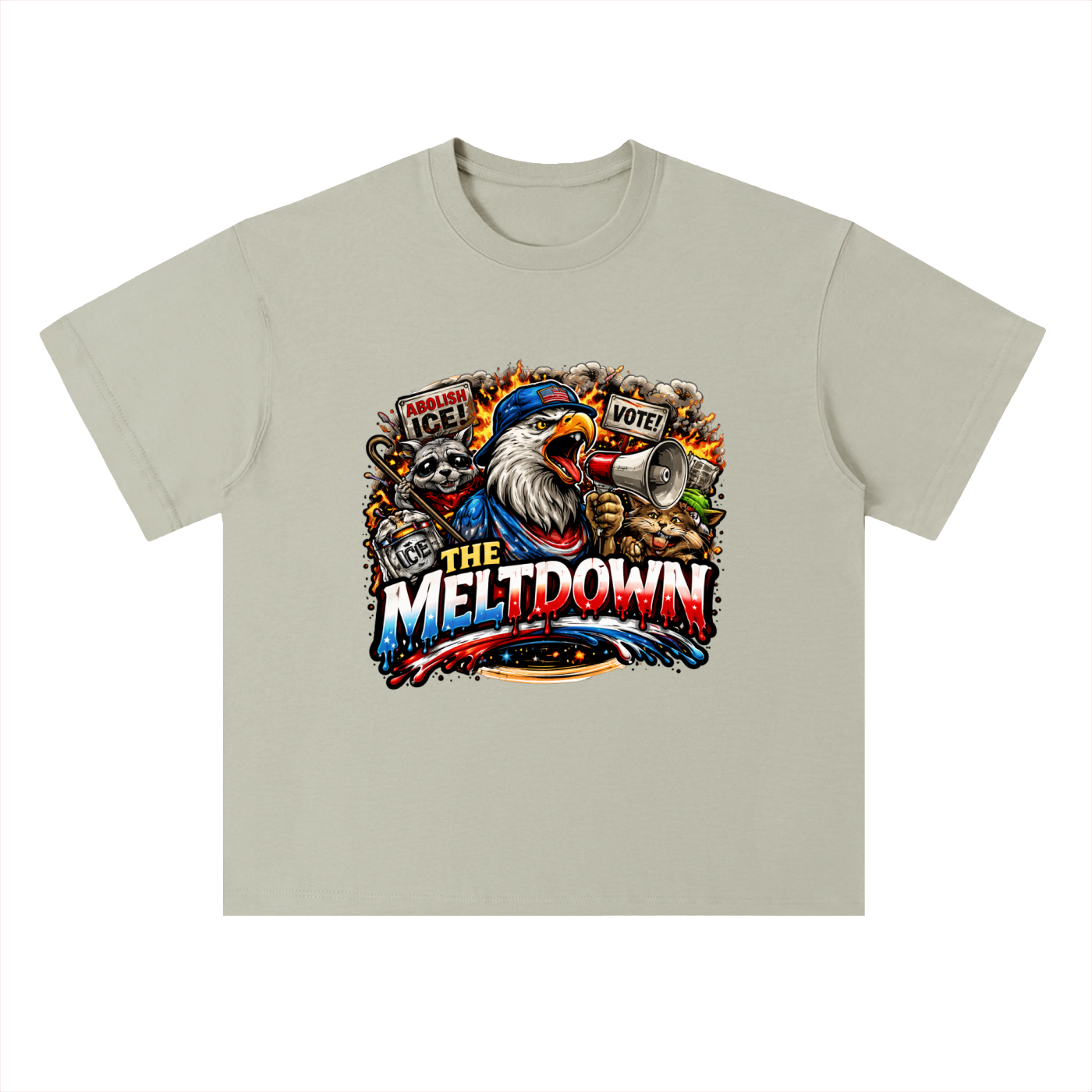 MELTDOWN KNOW YOUR RIGHTS Heavyweight Drop Shoulder Cotton T-Shirt