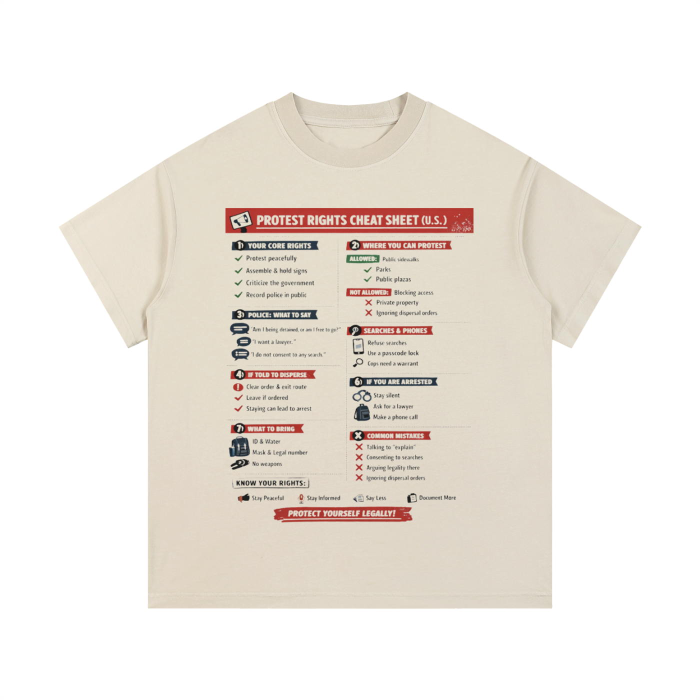 KNOW YOUR RIGHTS Vintage Wash Cotton T-Shirt