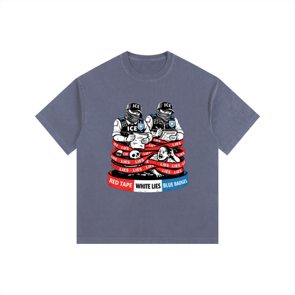 WHITE LIES Vintage Washed Oversized Cotton T-Shirt