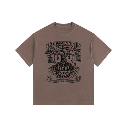 ICE FAMILY TREE Vintage Washed Oversized Cotton T-Shirt