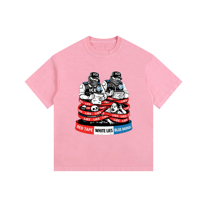 WHITE LIES Vintage Washed Oversized Cotton T-Shirt