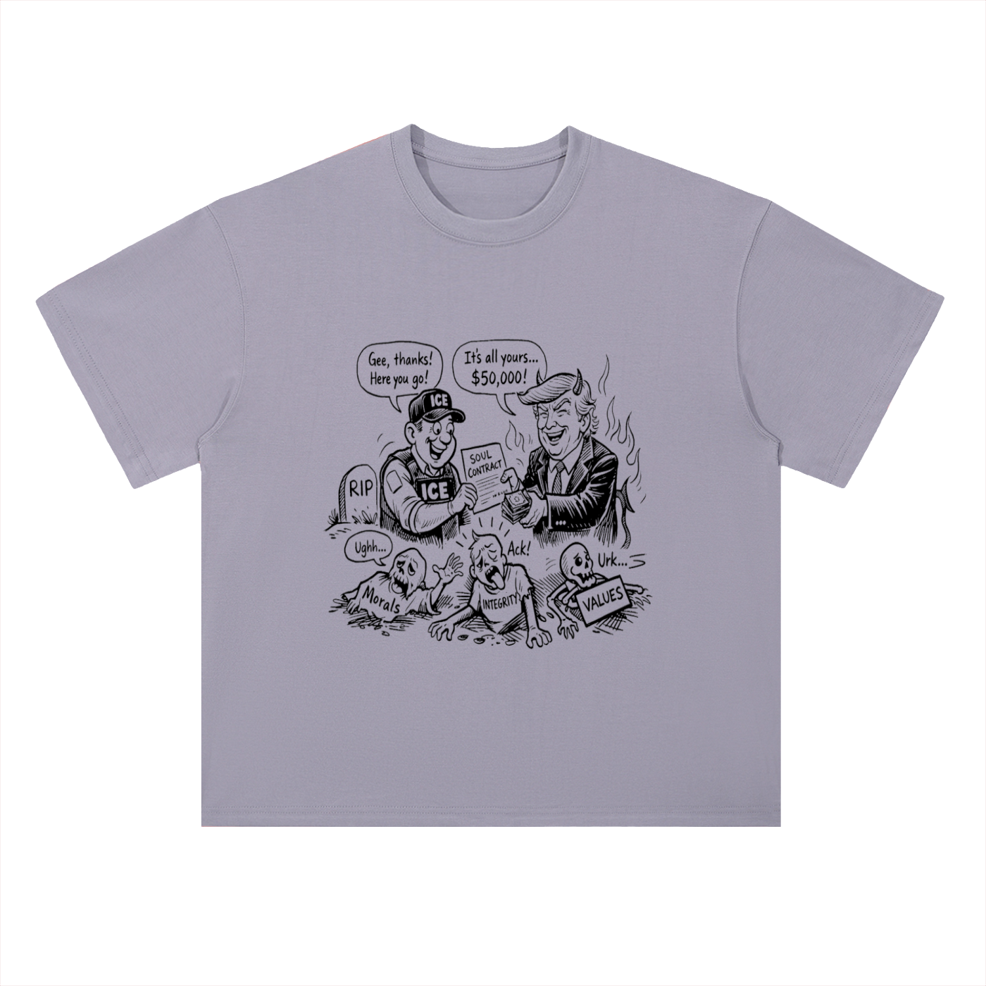 DEAL WITH THE DEVIL Heavyweight Drop Shoulder Cotton T-Shirt