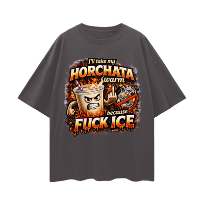 WARM HORCHATA Streetwear Loose Drop Shoulder T-Shirt