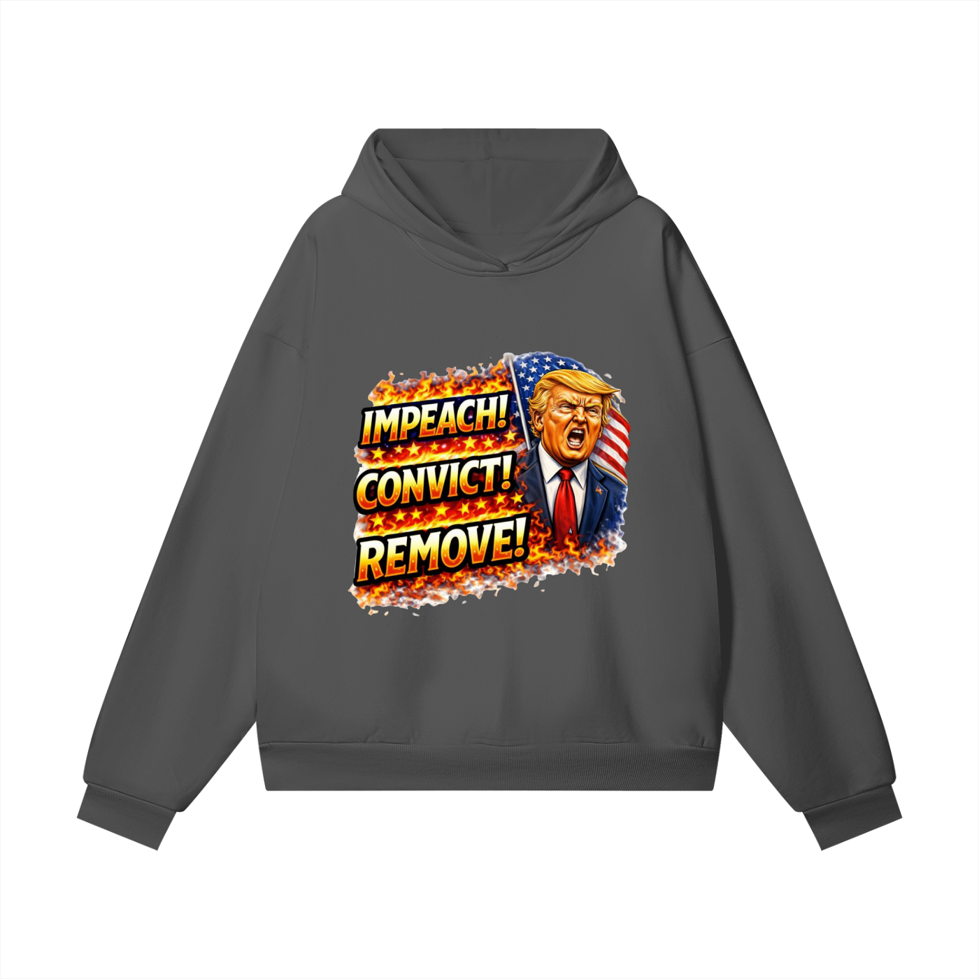 IMPEACH CONVICT REMOVE Heavyweight Hidden Pocket Fleece Hoodie