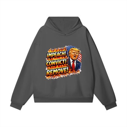IMPEACH CONVICT REMOVE Heavyweight Hidden Pocket Fleece Hoodie