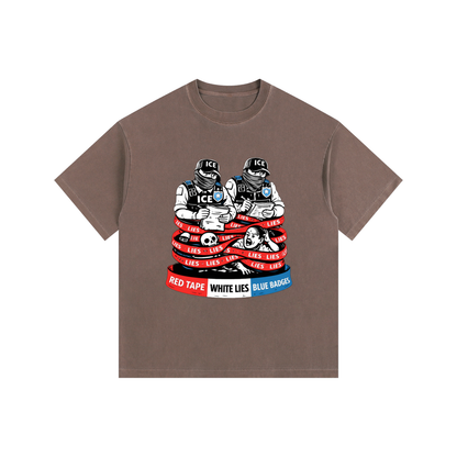 WHITE LIES Vintage Washed Oversized Cotton T-Shirt