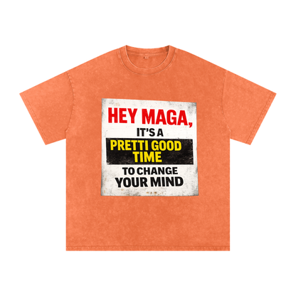 PRETTI GOOD Snow Washed Oversized Cotton T-Shirt